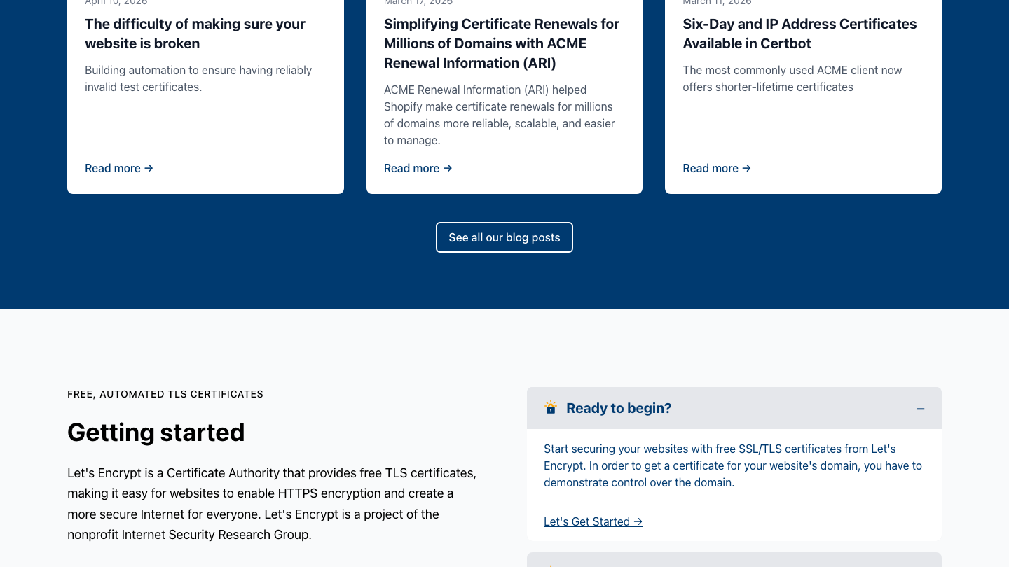 letsencrypt.org 페이지 스크린샷